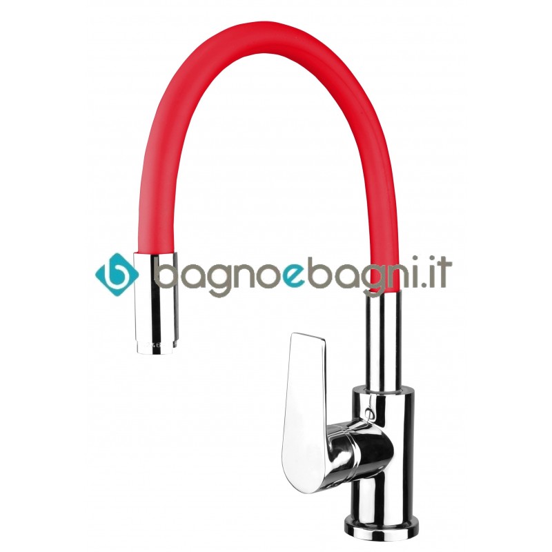 Miscelatore TM MIXER monocanna lavello canna alta linea PONGO ROSSO